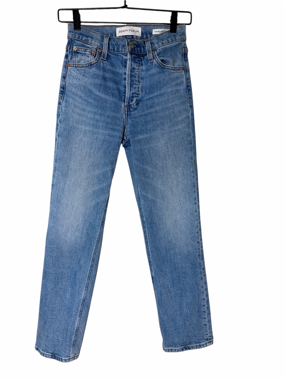 Denim Forum Aritzia Arlo Straight-Leg Mid Blue Jeans